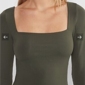 Aritzia Olive Green Square Neck Top